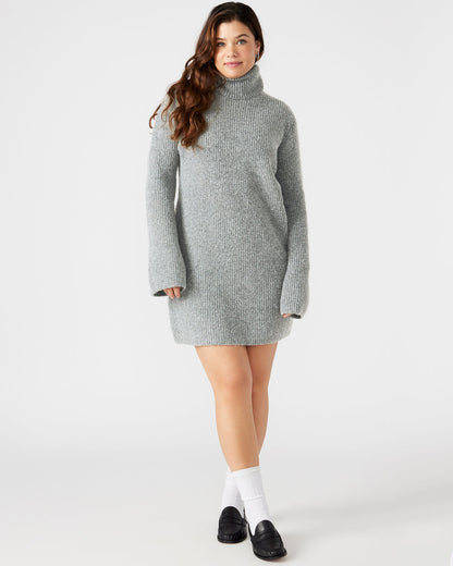 Steve Madden ABBIE Sweater Dress Grey | Mini Turtleneck Flared Sleeve Dress