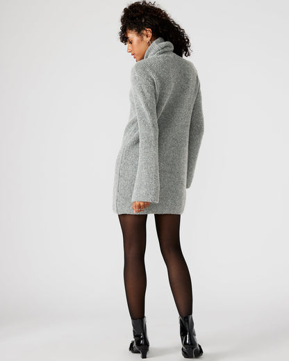 Steve Madden ABBIE Sweater Dress Grey | Mini Turtleneck Flared Sleeve Dress