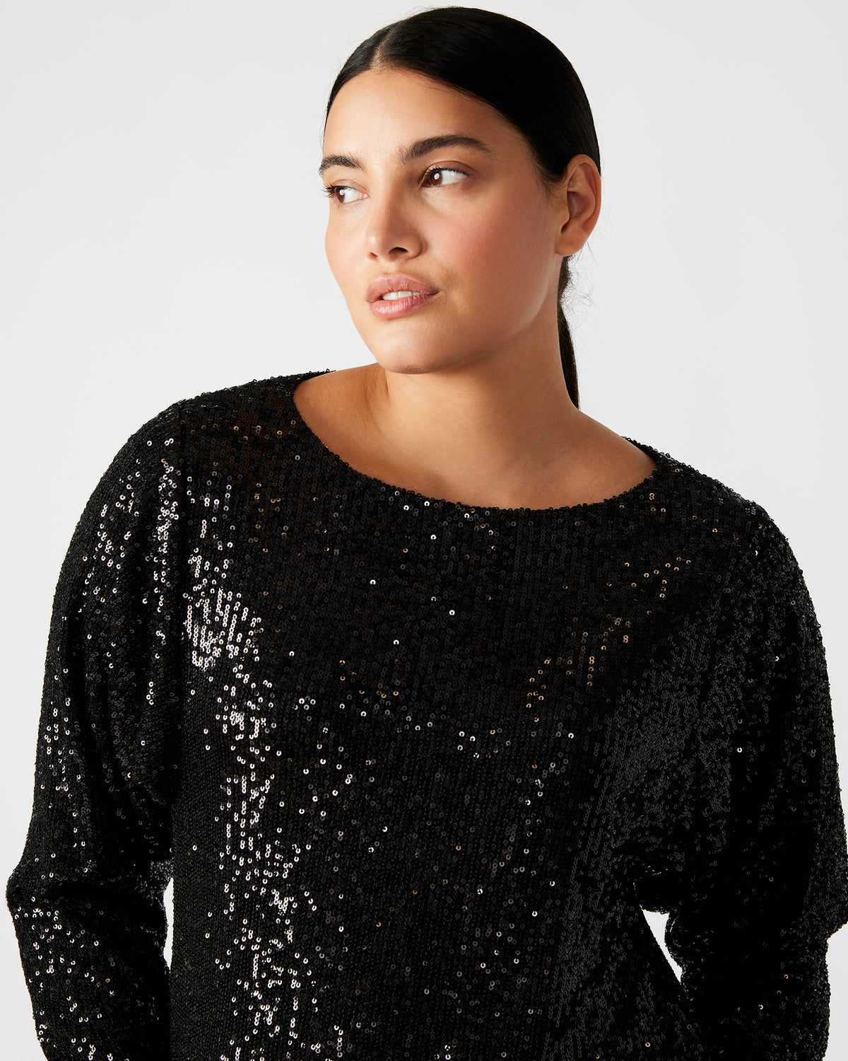Steve Madden GINGER Dress Black | Women's Long-Sleeved Sequin Mini Dress