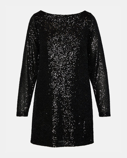 Steve Madden GINGER Dress Black | Women's Long-Sleeved Sequin Mini Dress