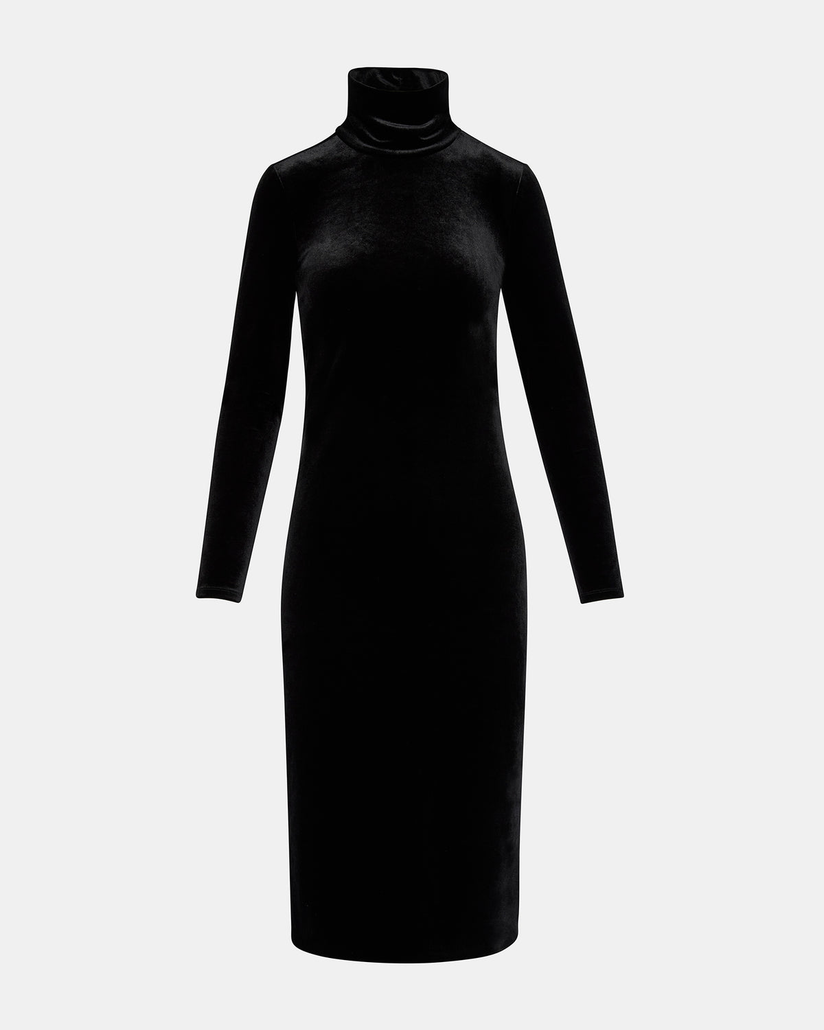 Steve Madden SKYLER Dress Black | Women's Long-Sleeved Turtleneck Velvet Dress