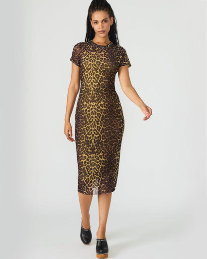 Steve Madden HAILEE Hot Sports Print Mesh Short-Sleeved Bodycon Women's Dress