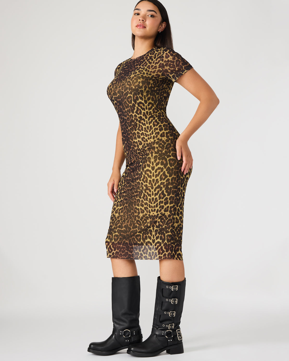 Steve Madden HAILEE Hot Sports Print Mesh Short-Sleeved Bodycon Women's Dress