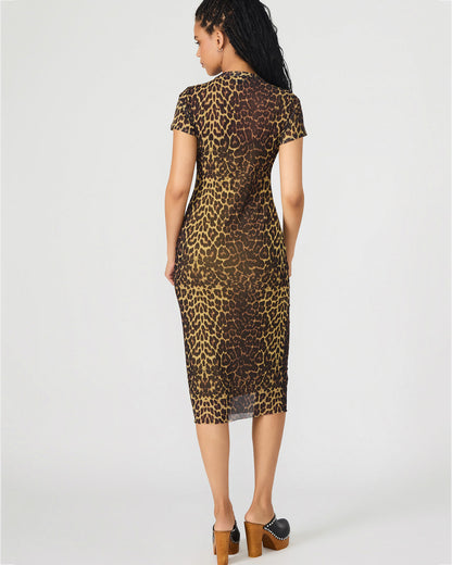 Steve Madden HAILEE Hot Sports Print Mesh Short-Sleeved Bodycon Women's Dress