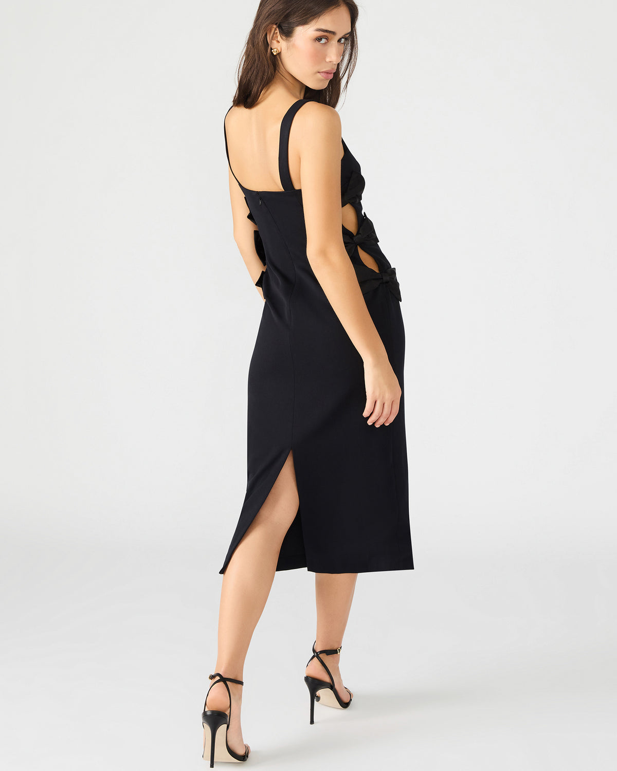 Steve Madden RENE Black Form-Fitting Bow Women's Midi Dress