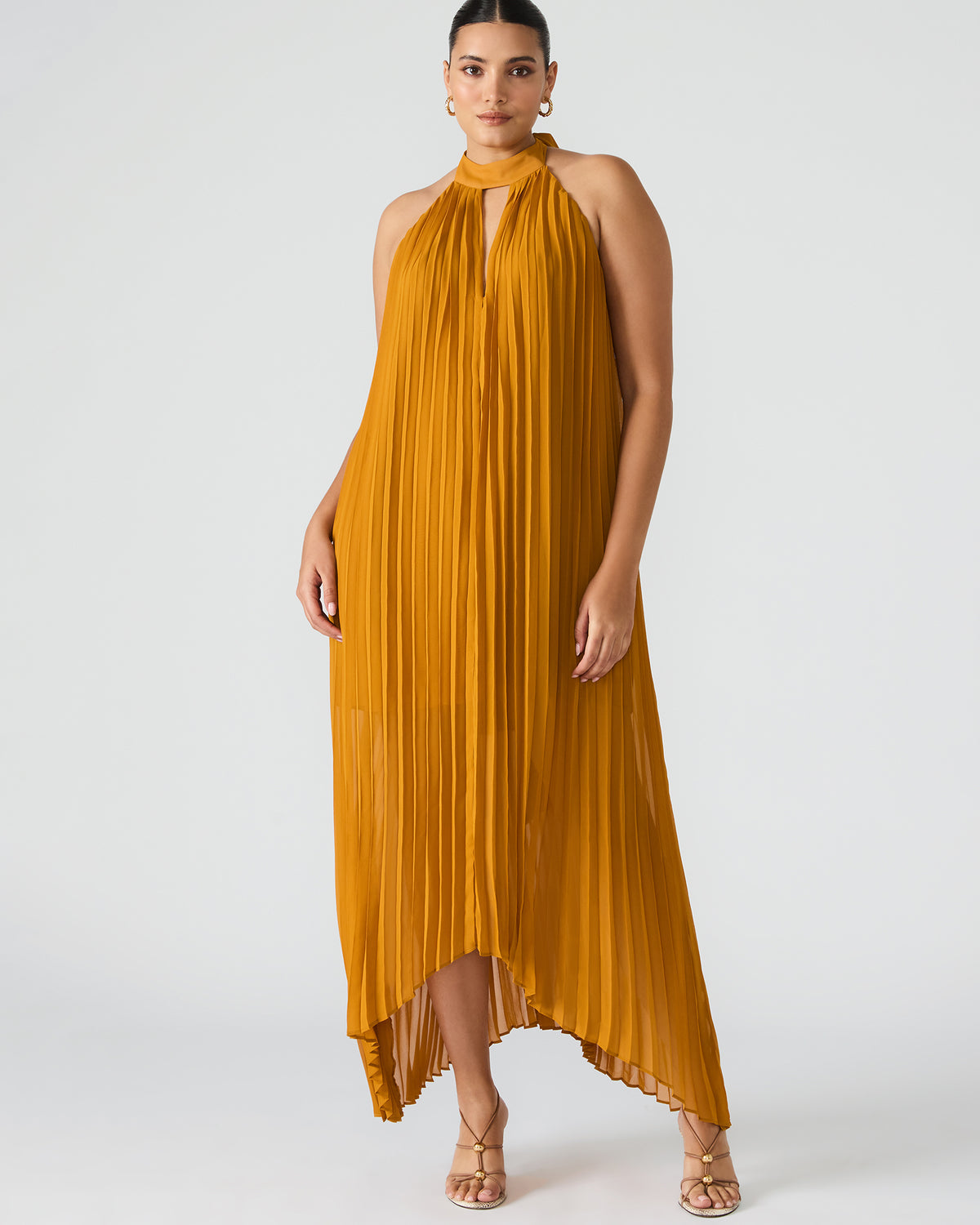Steve Madden MARAYA Tuscan Gold Flowy Halter Women's Maxi Dress