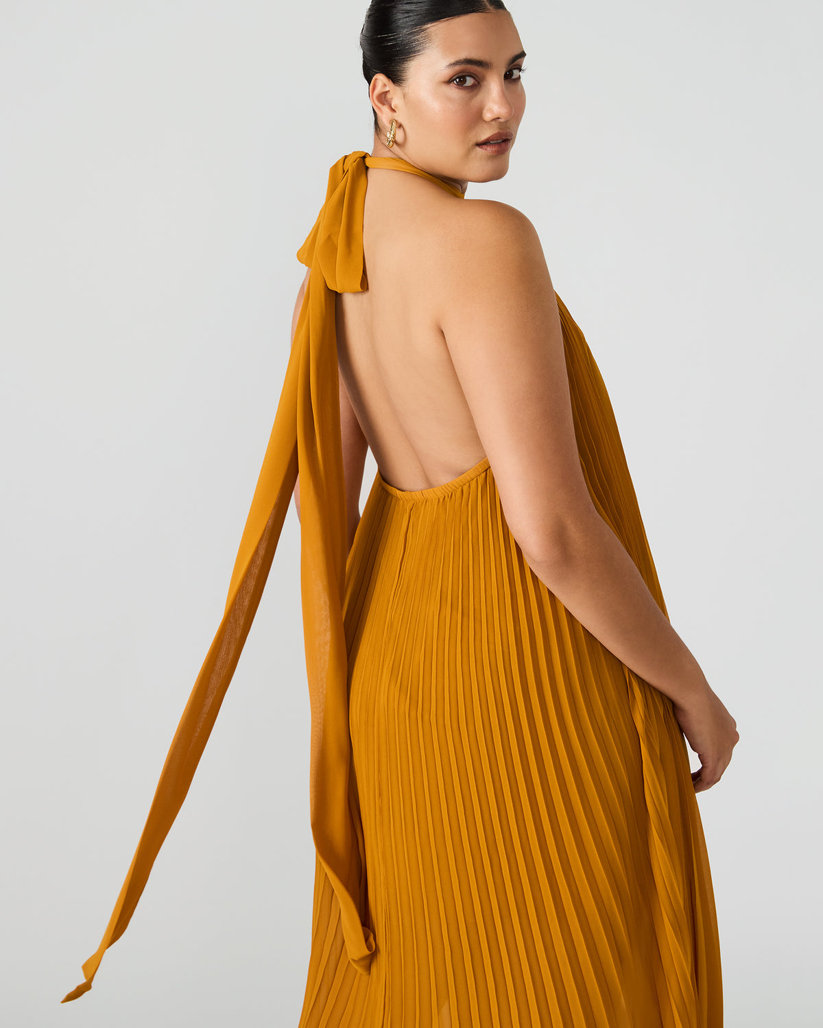 Steve Madden MARAYA Tuscan Gold Flowy Halter Women's Maxi Dress