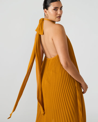 Steve Madden MARAYA Tuscan Gold Flowy Halter Women's Maxi Dress