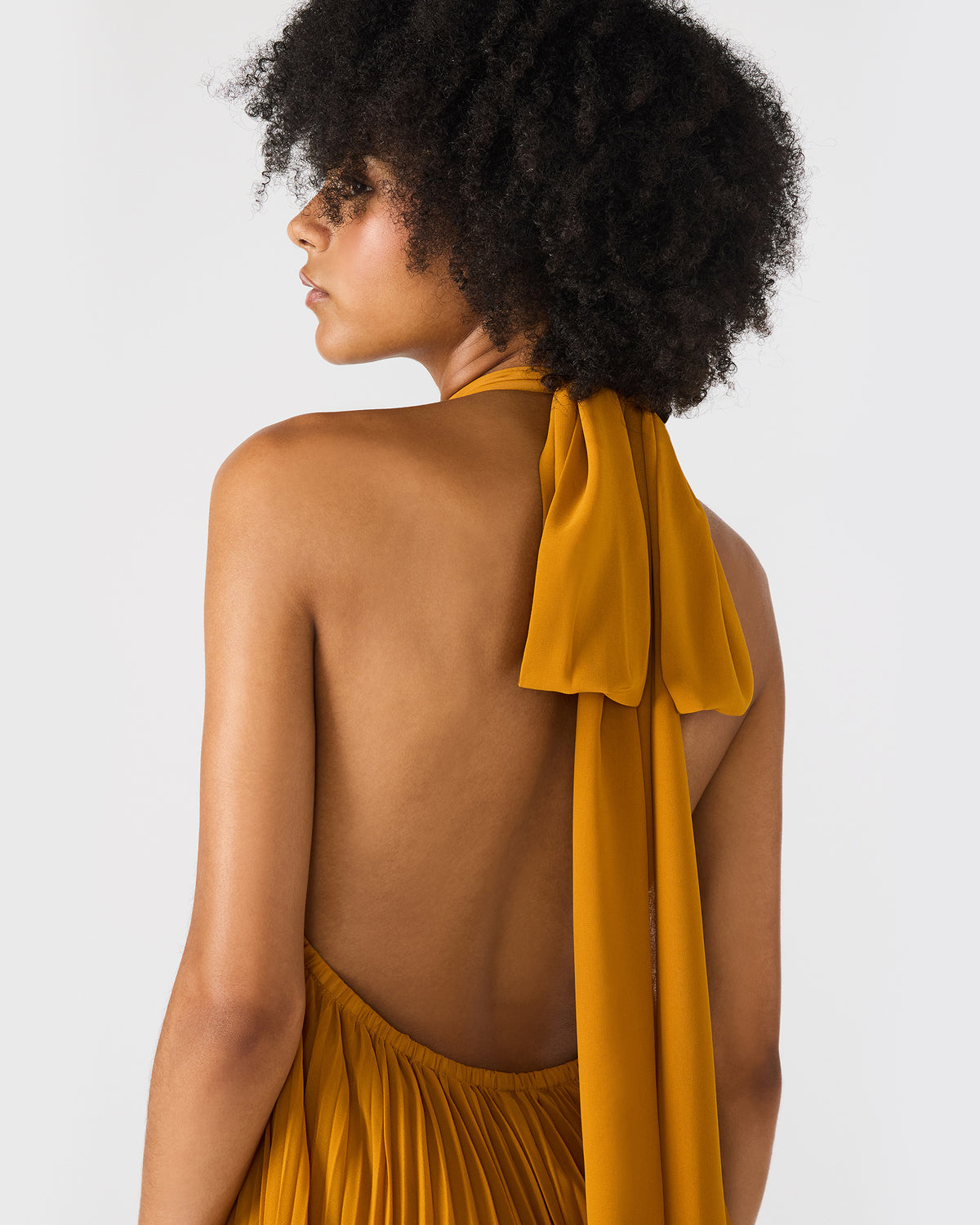 Steve Madden MARAYA Tuscan Gold Flowy Halter Women's Maxi Dress