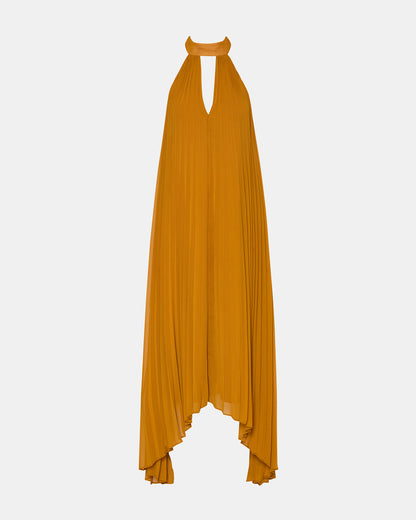 Steve Madden MARAYA Tuscan Gold Flowy Halter Women's Maxi Dress