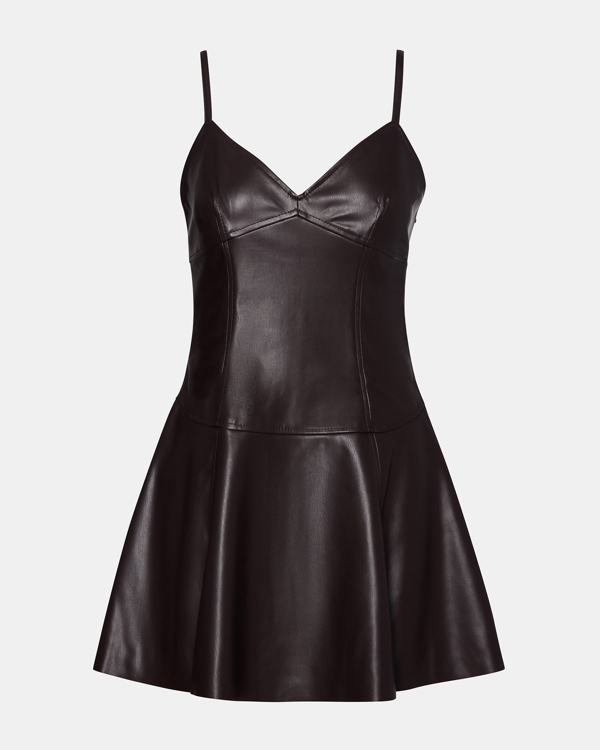 Steve Madden ABBOTTF Fosssil Brown Flowy Faux Leather Mini Women's Dress