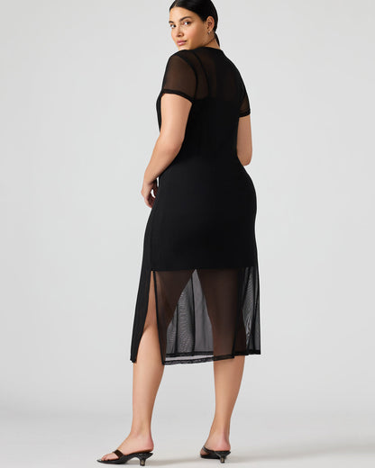 Steve Madden NOLA Black Short-Sleeved Mesh Sheer Women's Dress