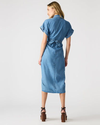Steve Madden TORI Denim Button Up Collared Midi Dress