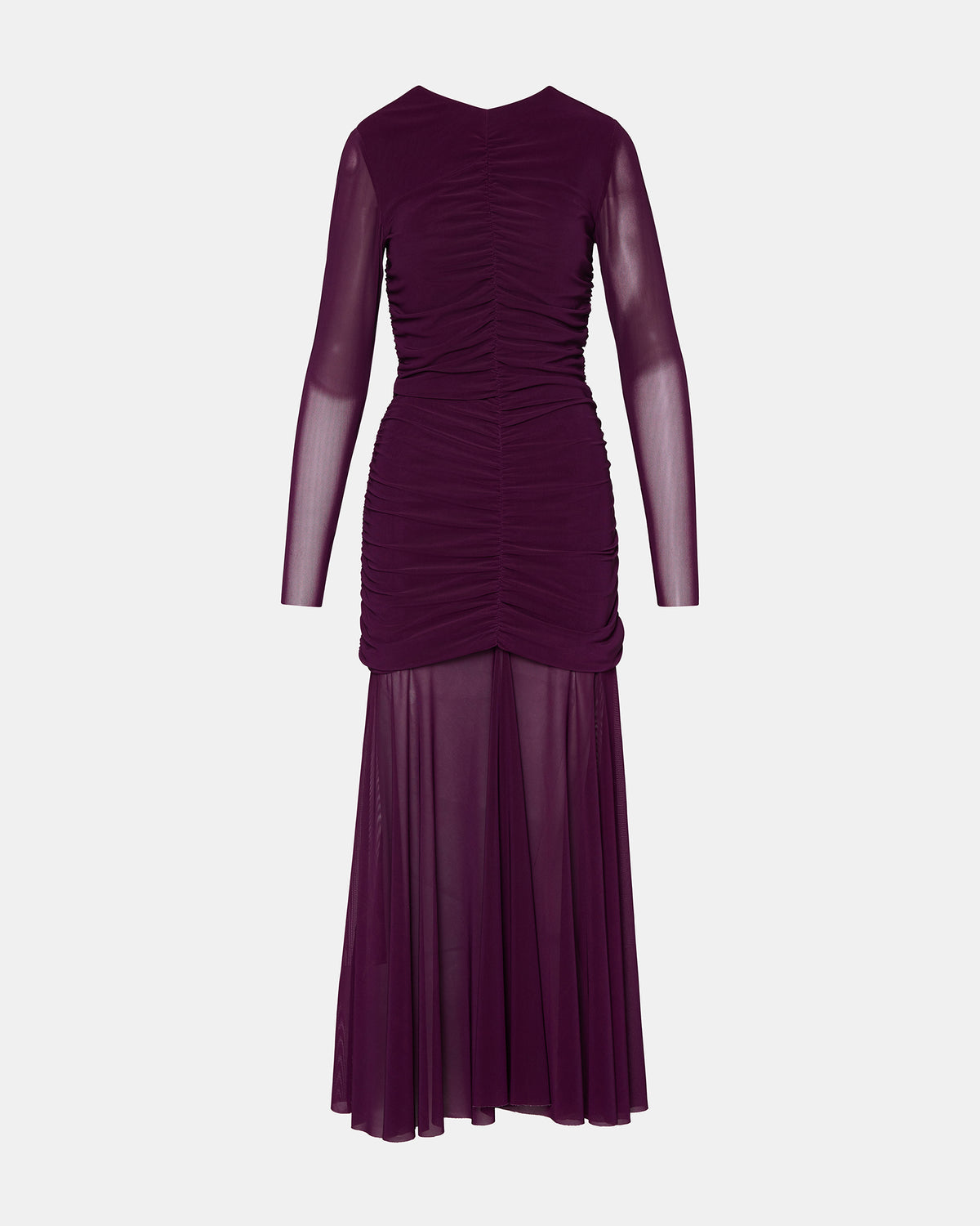 Steve Madden KIARA Beet Long-Sleeved Maxi Mesh Flowy Women's Dress