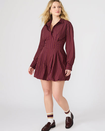 Steve Madden ARIELLE Wine Long-Sleeved Button-Up Bubble Women's Dress