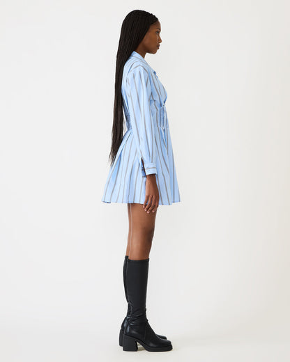 Steve Madden ARIANY Estate Blue Long-Sleeved Collared Neckline Women's Dress