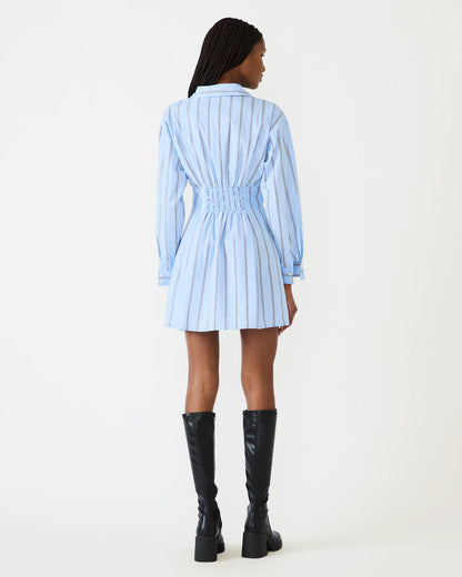 Steve Madden ARIANY Estate Blue Long-Sleeved Collared Neckline Women's Dress