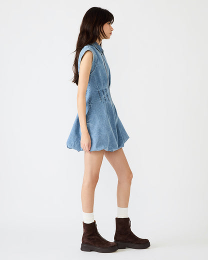Steve Madden DYANNE Forever Blue Women's Zip-Front Bubble-Hem Dress
