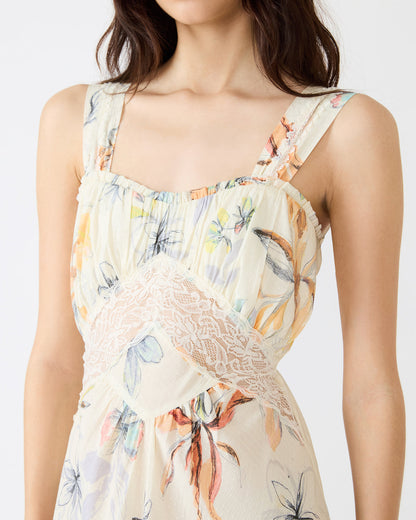 Steve Madden ALEXUS Vintage Ivory Flowy Lace Trim Flowy Women's Maxi Dress