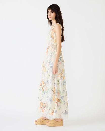 Steve Madden ALEXUS Vintage Ivory Flowy Lace Trim Flowy Women's Maxi Dress