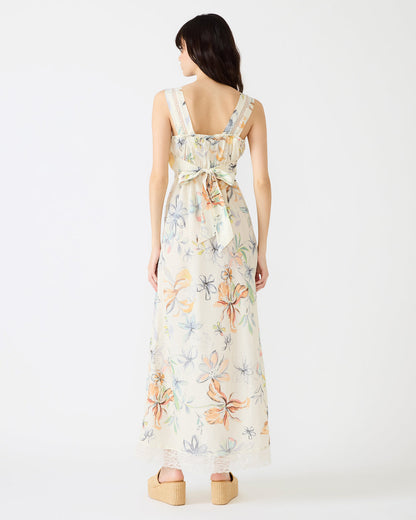 Steve Madden ALEXUS Vintage Ivory Flowy Lace Trim Flowy Women's Maxi Dress