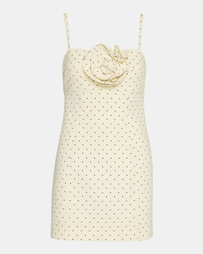 Steve Madden PEONY Pristine Ivory Mini Denim Polka Dot Women's Dress
