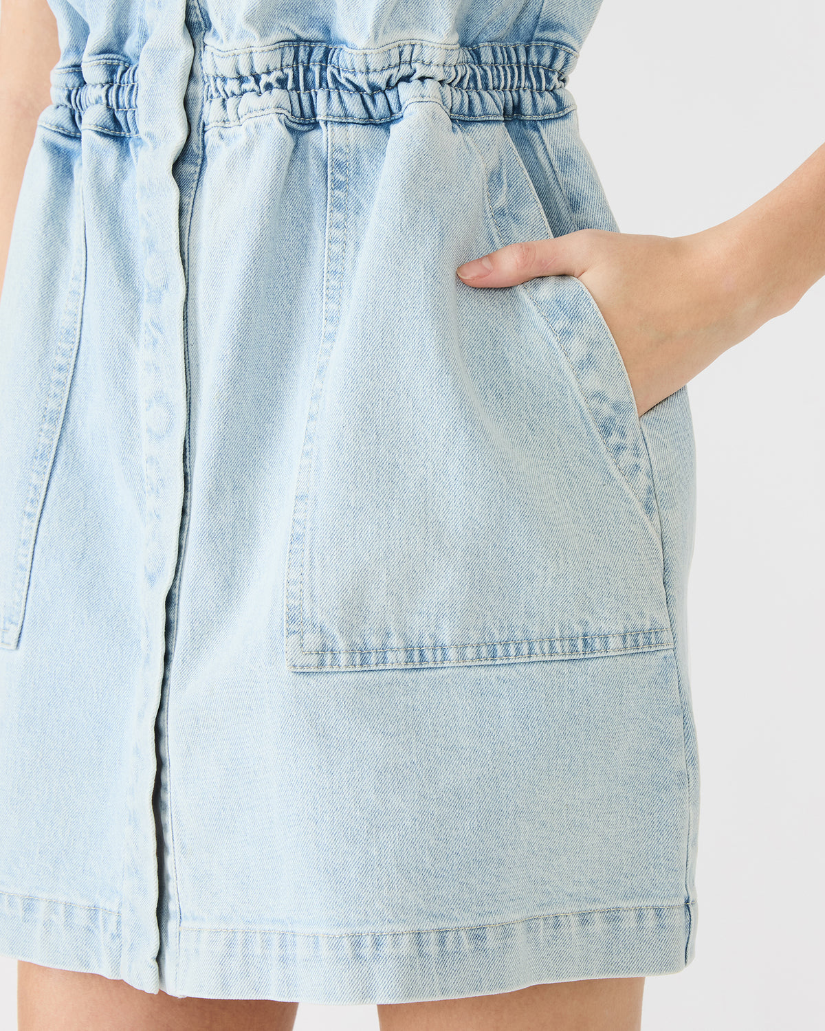 Steve Madden ROBBIE Aruba Blue Denim Zip-Up Collared Women's MinI Dress