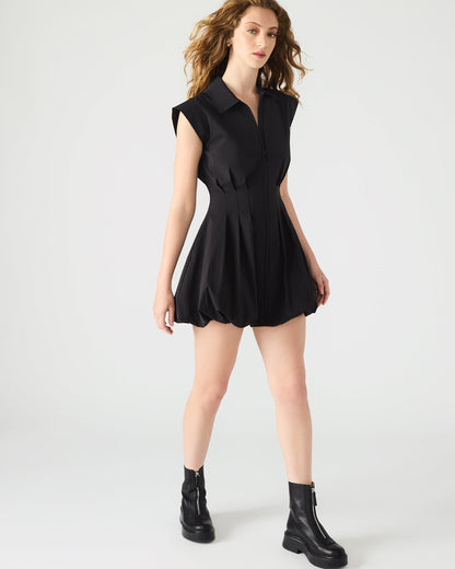 Steve Madden DYANNE Black Women's Zip-Front Bubble-Hem Dress