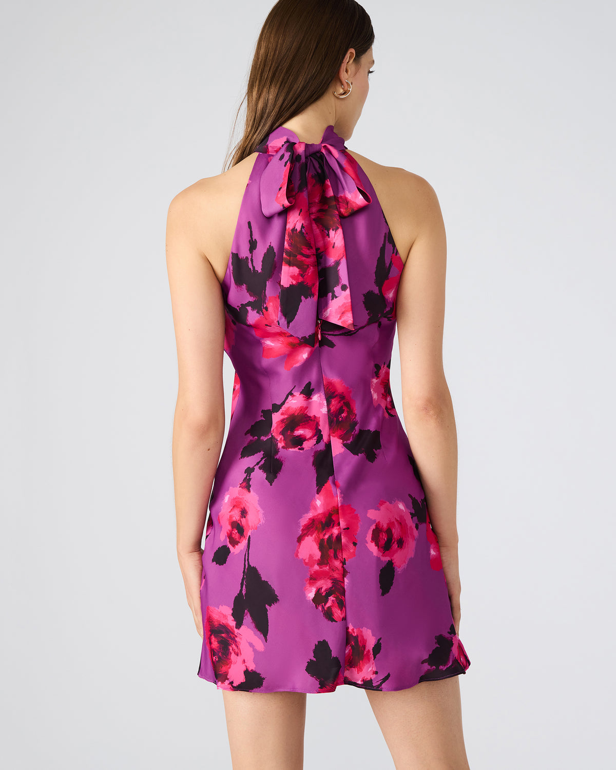 Steve Madden LARA Rosette Pink Halter Mini Floral Print Women's Dress