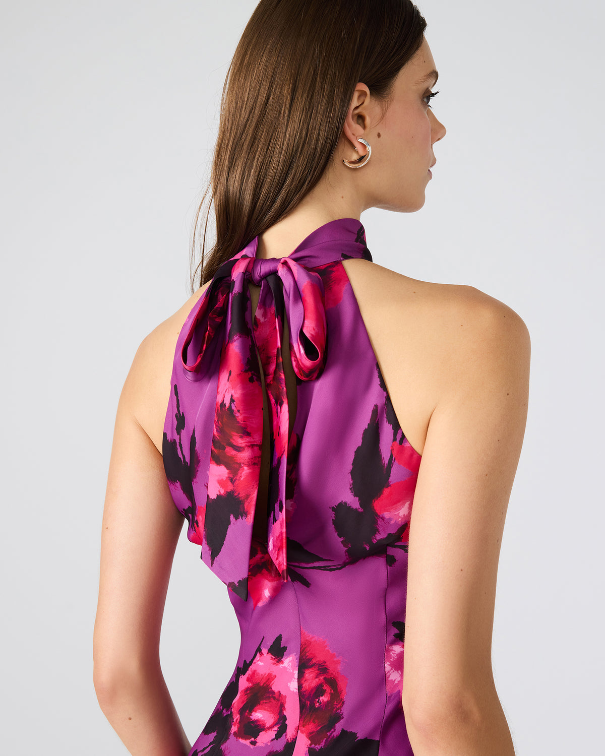 Steve Madden LARA Rosette Pink Halter Mini Floral Print Women's Dress