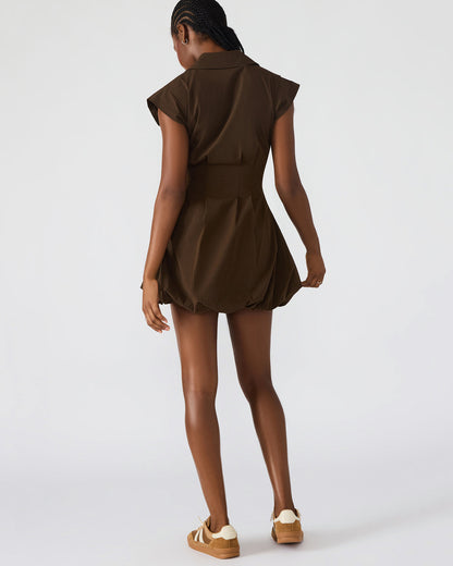 Steve Madden DYANNE Dark Espresso Women's Zip-Front Bubble-Hem Dress