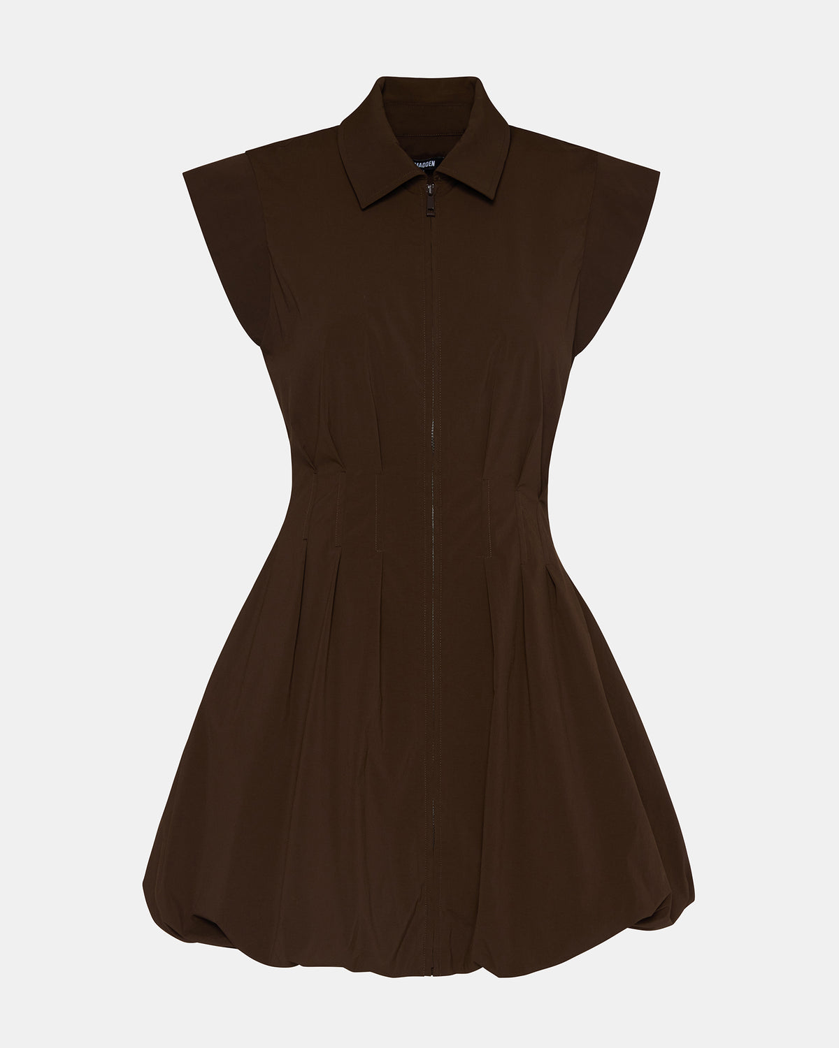 Steve Madden DYANNE Dark Espresso Women's Zip-Front Bubble-Hem Dress