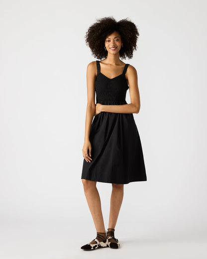 Steve Madden FLEUR Black Flowy Smocked Midi Women's Dress