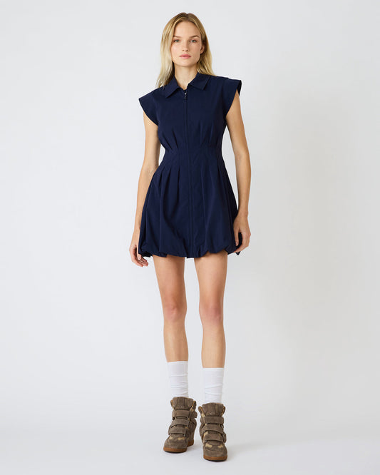 Steve Madden DYANNE Marine Women's Zip-Front Bubble-Hem Dress