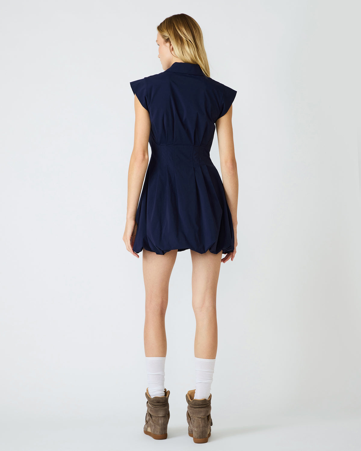 Steve Madden DYANNE Marine Women's Zip-Front Bubble-Hem Dress