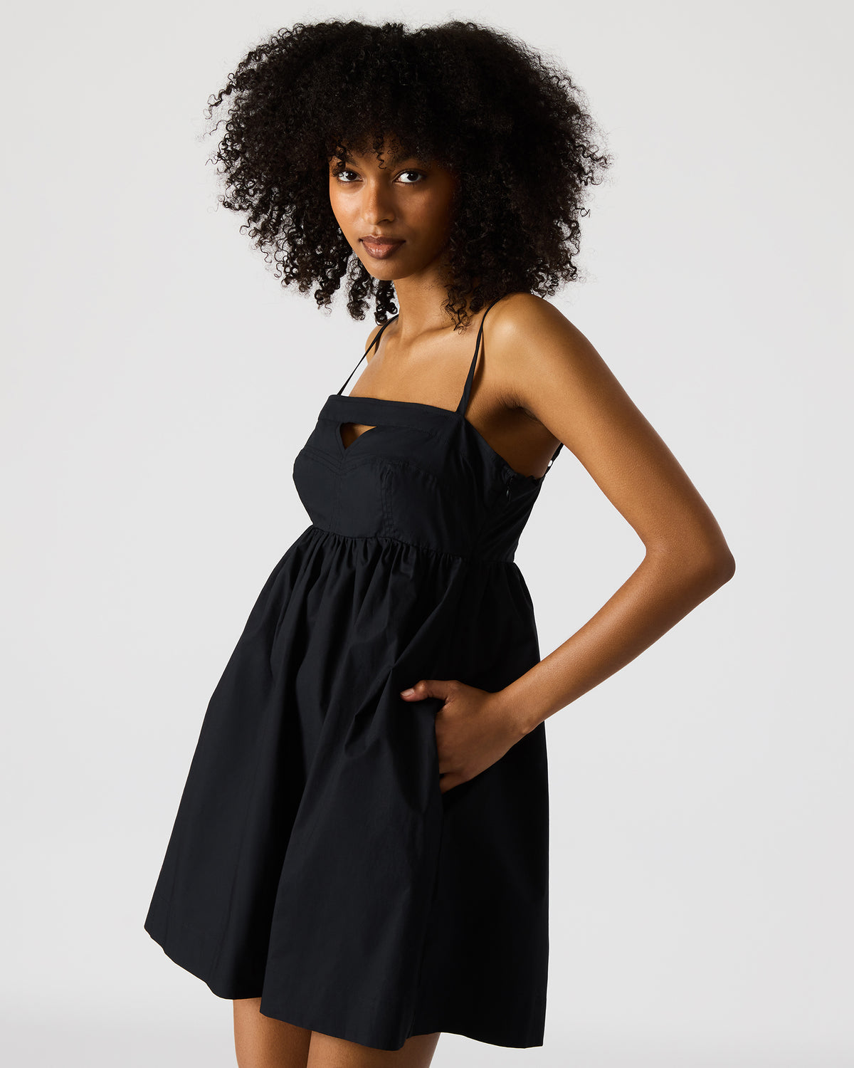 Steve Madden MEADOW Black Mini Cut-Out Flowy Dress