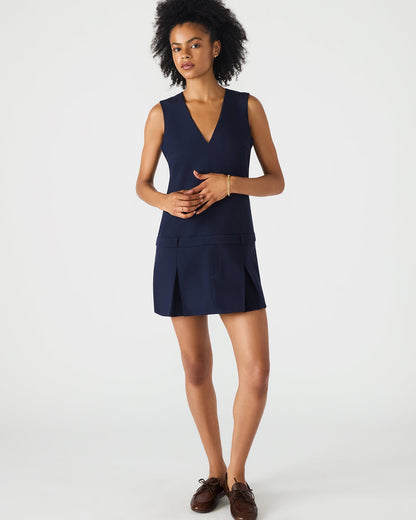 Steve Madden HENLEY Midnight Sleeveless V-neck Mini Pleated Women's Dress