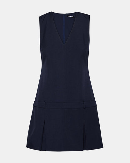 Steve Madden HENLEY Midnight Sleeveless V-neck Mini Pleated Women's Dress