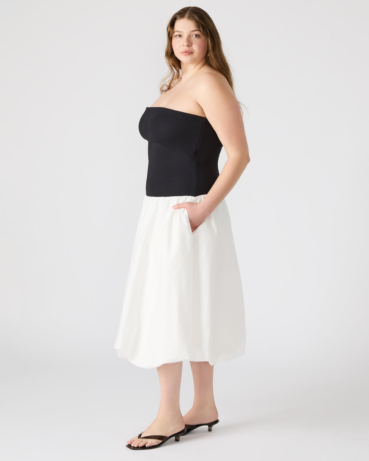 Steve Madden OLIVER Dress Smoke Strapless Midi Bubble Dress | Women's Dresses