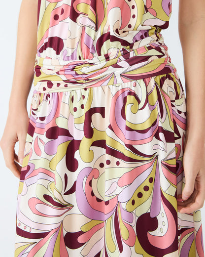 Steve Madden GALA Dress Petal Paisley Maxi Halter Neck Flowy Open-Back Women's Dress