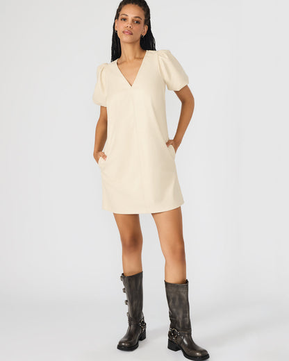 Steve Madden TILLY Bone Short-Sleeved Faux Leather Women's Dress