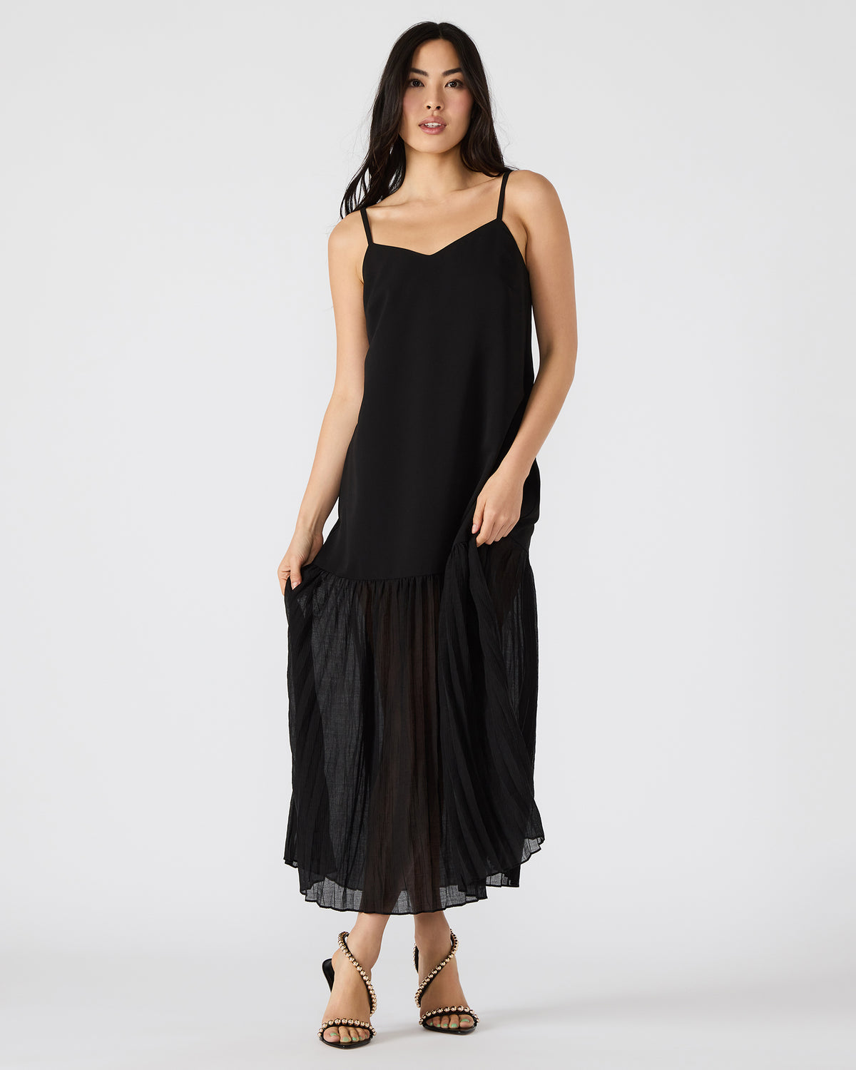 Steve Madden EMBER Black Flowy Sheer Maxi Women's Dress