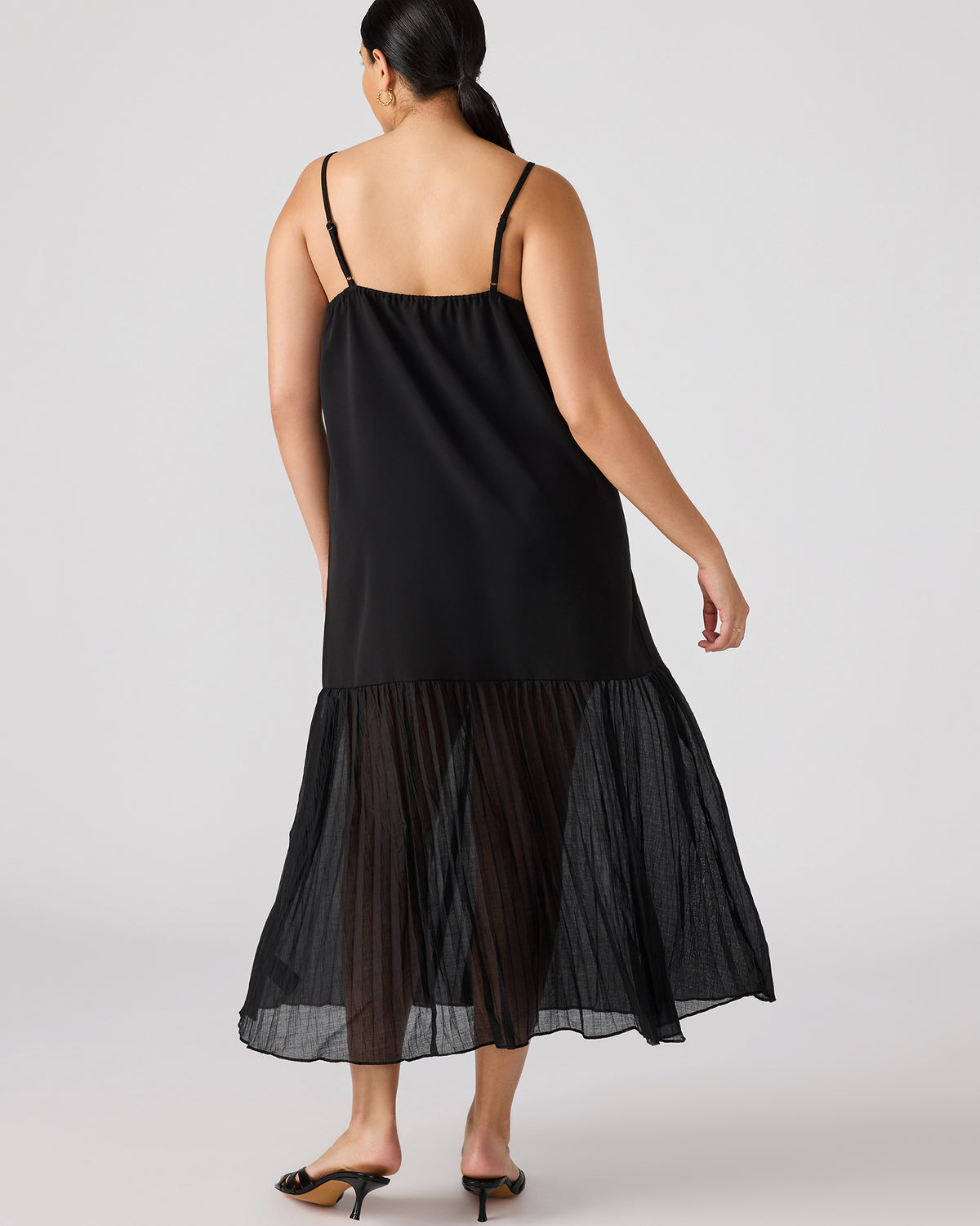 Steve Madden EMBER Black Flowy Sheer Maxi Women's Dress