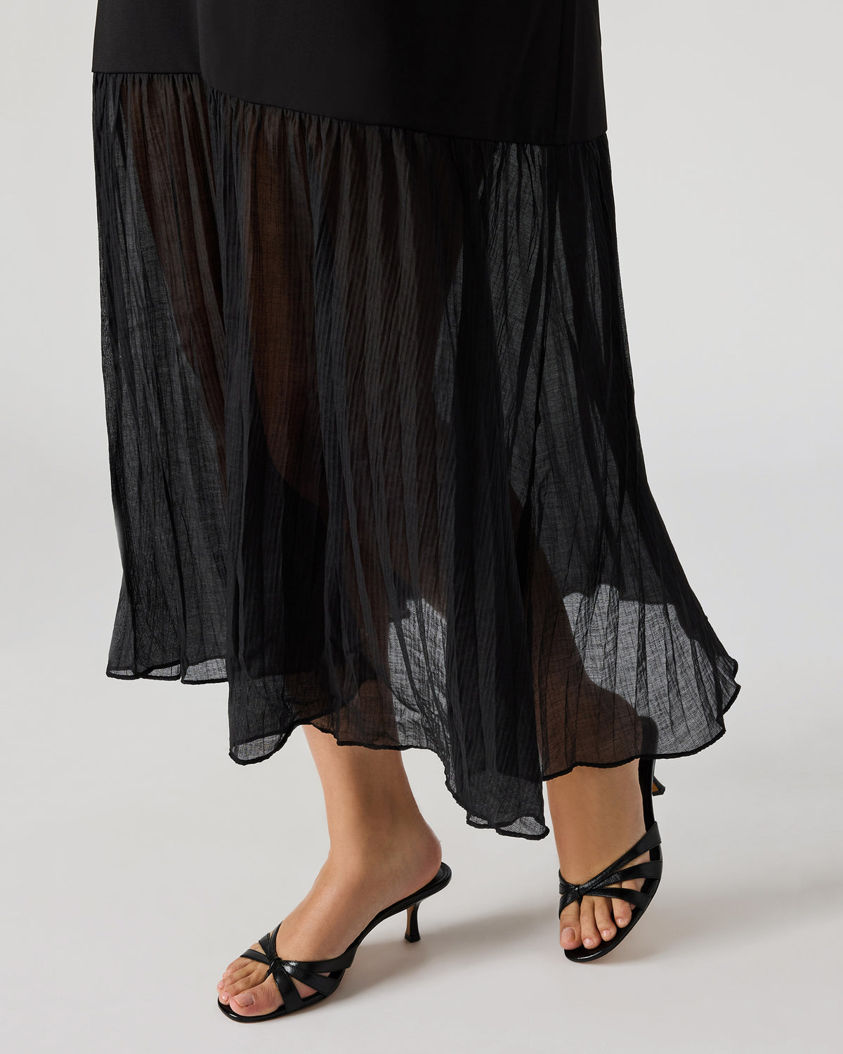 Steve Madden EMBER Black Flowy Sheer Maxi Women's Dress