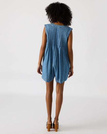 Steve Madden MICK Denim Pull-On Tie-Front Women's Romper