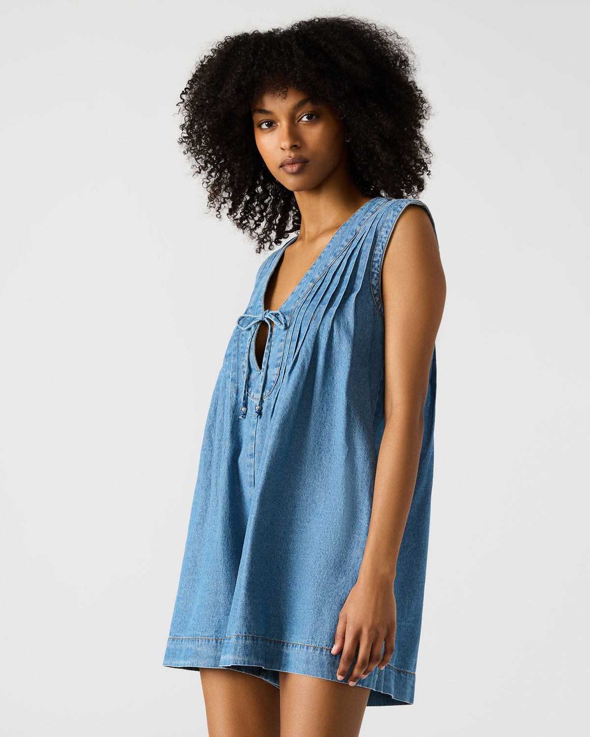 Steve Madden MICK Denim Pull-On Tie-Front Women's Romper