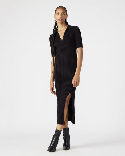Steve Madden LINDY Dress Black | Collared Midi Dress