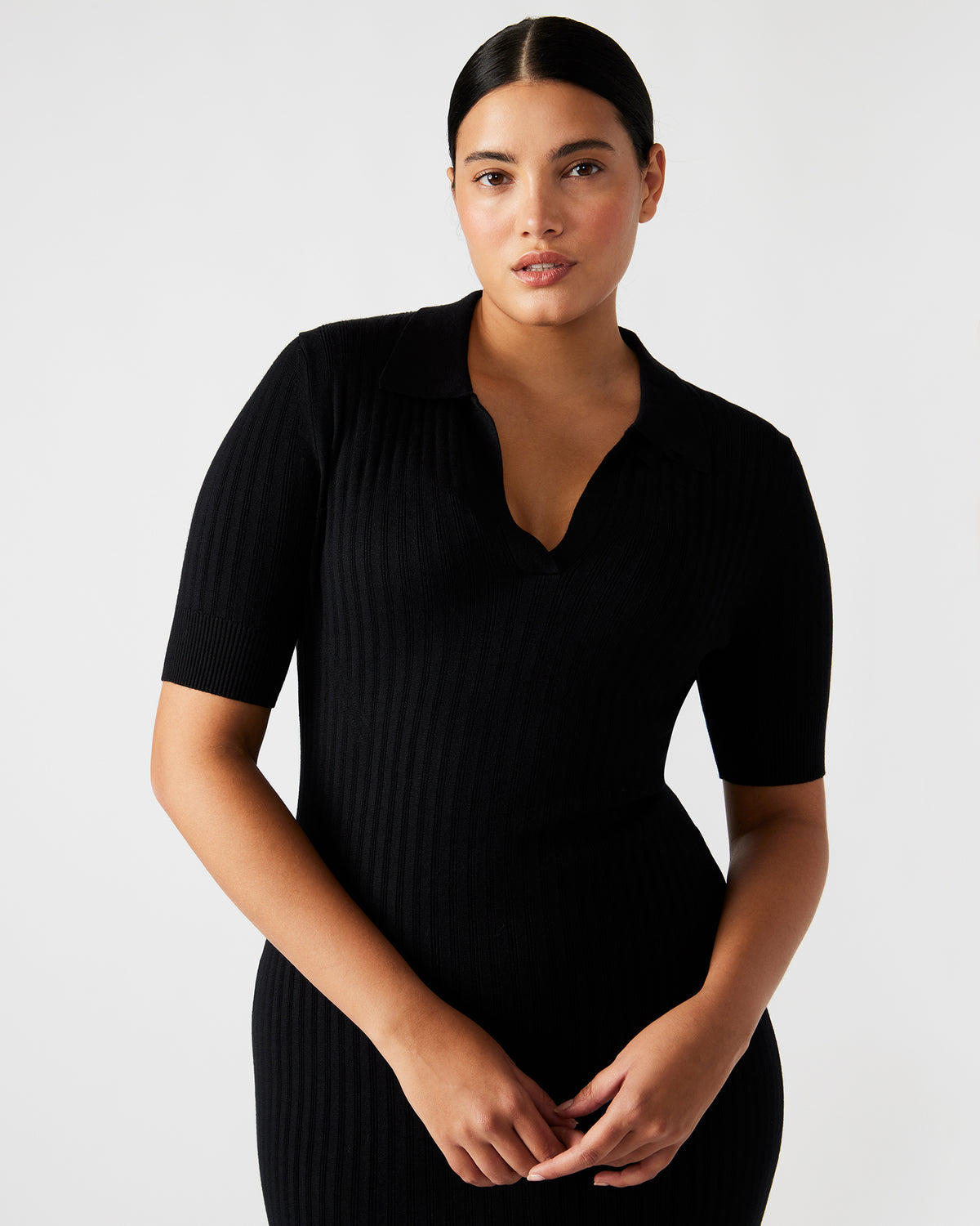 Steve Madden LINDY Dress Black | Collared Midi Dress