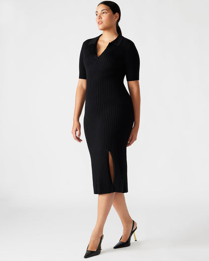 Steve Madden LINDY Dress Black | Collared Midi Dress