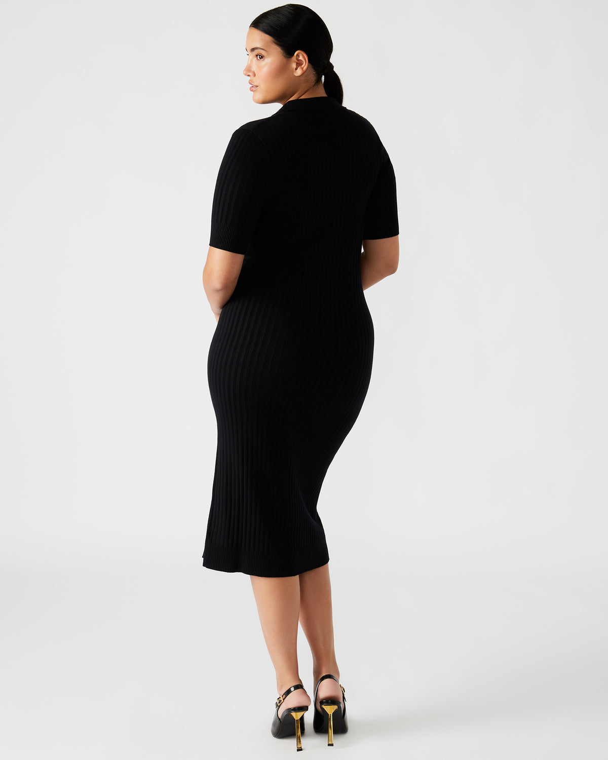 Steve Madden LINDY Dress Black | Collared Midi Dress